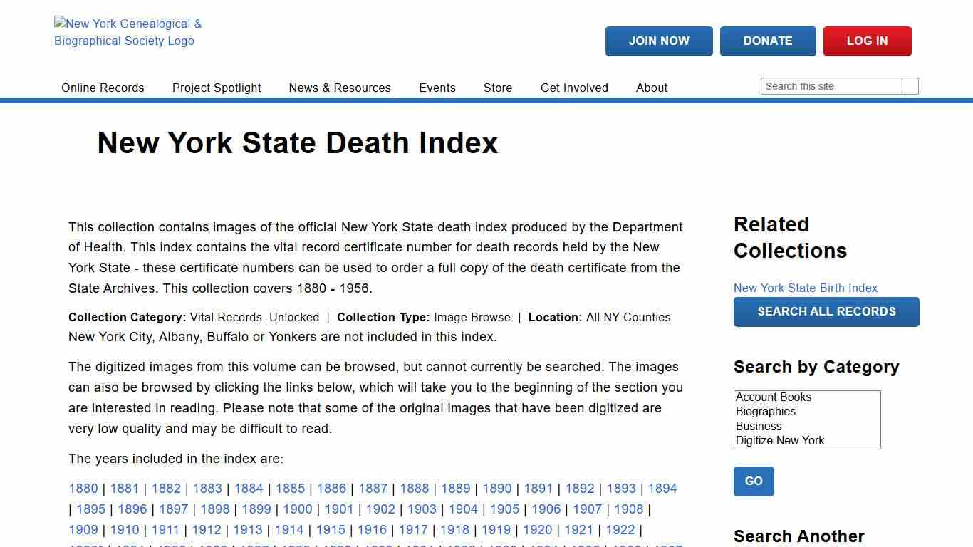 New York State Death Index New York Genealogical & Biographical Society